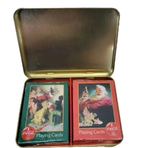 Coca-Cola Christmas Santa Nostalgic Playing Cards W/Tin 1996 Limited Edition New - Picture 8 of 10